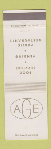 Matchbook Cover - AGE Food Service Vending Detroit MI