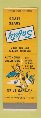 Matchbook Cover - Safety Saves Lives Car Crashes American Zinc Dumas TX