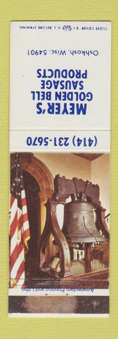 Matchbook Cover - Meyer's Golden Bell Sausage Oshkosh WI WEAR