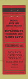 Matchbook Cover - Novak's Cape Cod Terrace Buzzards Bay MA low phone #