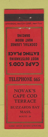 Matchbook Cover - Novak's Cape Cod Terrace Buzzards Bay MA low phone #