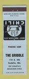 Matchbook Cover - The Griddle Sedalia MO low phone # Chili
