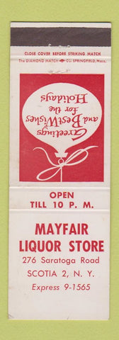 Matchbook Cover - Mayfair Liquor Store Scotia NY