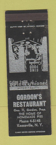Matchbook Cover - Gordon's Restaurant Keeseville NY