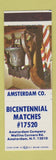 Matchbook Cover - Bicentennial Matches Amsterdam NY