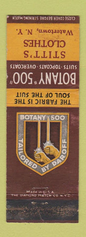 Matchbook Cover - Botany 500 Men's Clothes Stitt's Watertown NY WORN