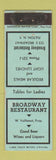 Matchbook Cover - Broadway Restaurant Fulton NY WORN