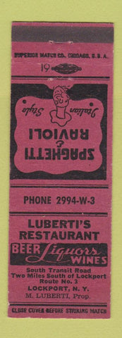 Matchbook Cover - Luberti's Restaurant Lockport NY