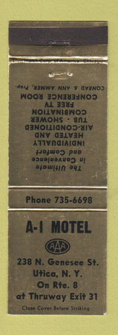 Matchbook Cover - A1 Motel Utica NY WEAR