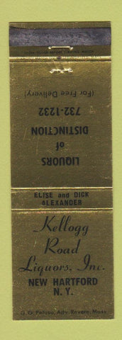 Matchbook Cover - Kellogg Road Liquors New Hartford NY