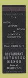 Matchbook Cover - Restaurant Dutchess Manor Beacon NY low phone #