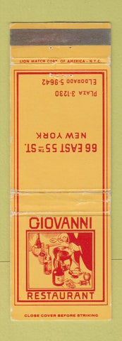 Matchbook Cover - Giovanni Restaurant New York City WEAR