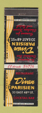 Matchbook Cover - Divan Parisien New York City WORN