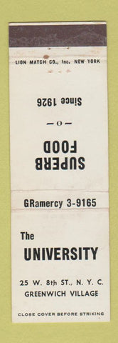 Matchbook Cover - University Restaurant Greenwich Village New York CIty