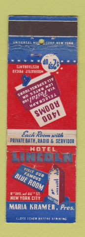 Matchbook Cover - Hotel Lincoln New York City WEAR