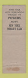 Matchbook Cover - Powers Hotel Rochester NY Knott
