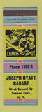 Matchbook Cover - Joseph Hyatt Garage Seneca Falls NY