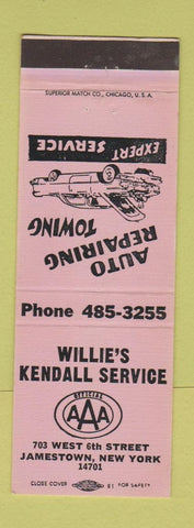 Matchbook Cover - Willie's Kendall Service Jamestown NY