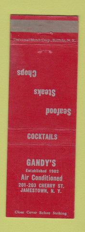 Matchbook Cover - Gandy's Restaurant Jamestown NY WEAR