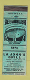 Matchbook Cover - La John's Grill Jamestown NY hamburgers WEAR