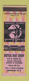 Matchbook Cover - Royal Hat Shop Jamestown NY