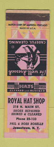 Matchbook Cover - Royal Hat Shop Jamestown NY