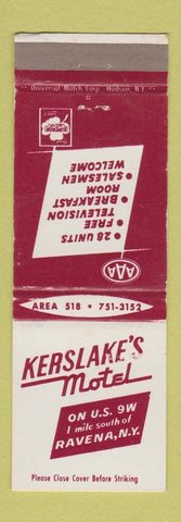 Matchbook Cover - Kerslake's Motel Ravena NY
