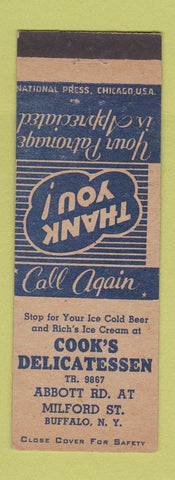 Matchbook Cover - Cook's Deli Buffalo NY