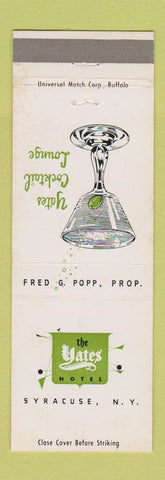 Matchbook Cover - The Yates Hotel Syracuse NY