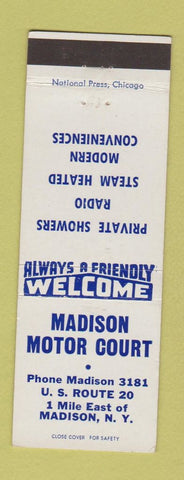 Matchbook Cover - Madison Motor Court Madison NY