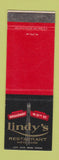 Matchbook Cover - Lindy's Restaurant New York City