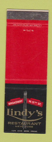 Matchbook Cover - Lindy's Restaurant New York City