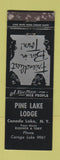 Matchbook Cover - Pine Lake Lodge Canada Lake NY WEAR
