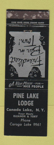 Matchbook Cover - Pine Lake Lodge Canada Lake NY WEAR