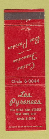 Matchbook Cover - Les Pyrenees French Restaurant New York City