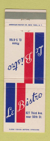 Matchbook Cover - Le Bistro Restaurant New York City WEAR