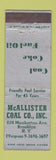 Matchbook Cover - McAllister Coal Brooklyn NY WEAR