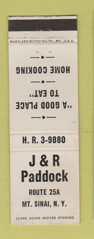 Matchbook Cover - J&R Paddock Mount Sinai NY restaurant