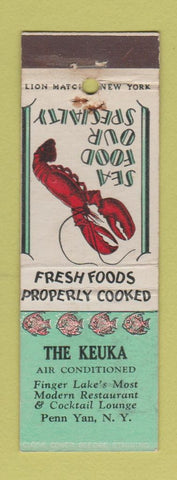 Matchbook Cover - The Keuka Restaurant Penn Yan NY lobster WEAR
