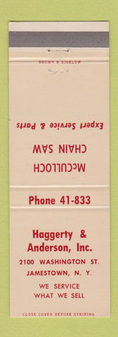 Matchbook Cover - Haggerty Anderson McCulloch Chain Saws Jamestown NY