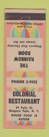Matchbook Cover - Colonial Restaurant Niagara Falls NY