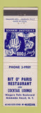Matchbook Cover - Bit o Paris Restaurant Niagara Falls NY