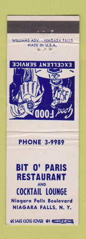 Matchbook Cover - Bit o Paris Restaurant Niagara Falls NY