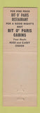 Matchbook Cover - Bit o Paris Restaurant Niagara Falls NY