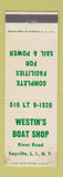 Matchbook Cover - Westin's Boat Shop Sayville LI NY WEAR