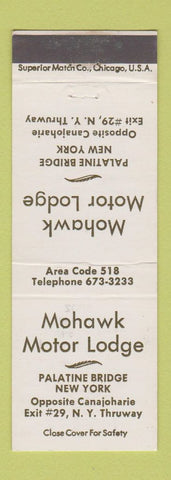 Matchbook Cover - Mohawk Motor Lodge Palatine Bridge NY
