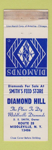 Matchbook Cover - Diamond Hill Smith's Feed Store Middleville NY WORN