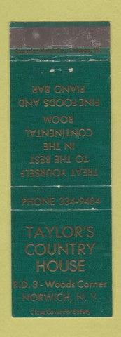 Matchbook Cover - Taylor's Country House Norwich NY WEAR