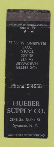 Matchbook Cover - Hueber Supply hardware Syracuse NY WORN