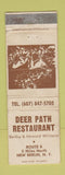 Matchbook Cover - Deer Path Restaurant New Berlin NY WORN